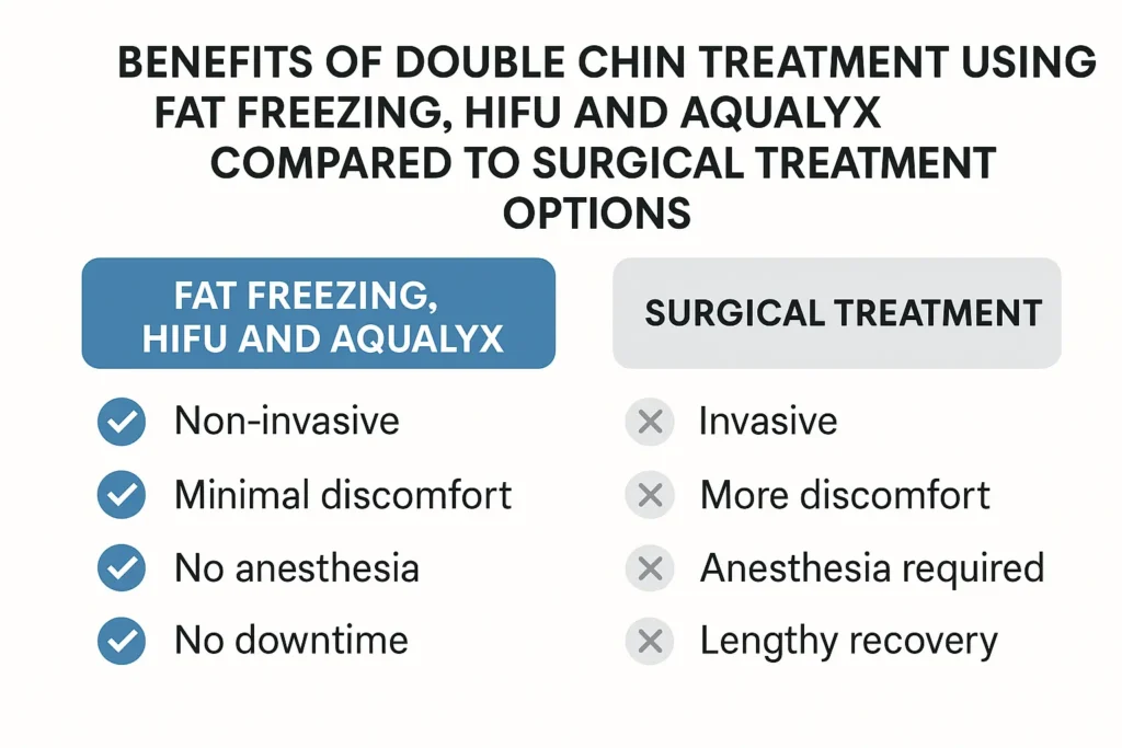 Graphic about the benefits of double chin treatment Eastcote - from LA LIPO