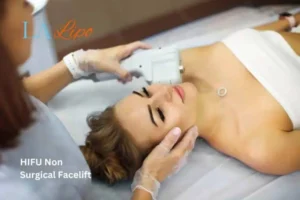 Woman having Hi-Fu to reduce wrinkles Eastcote.